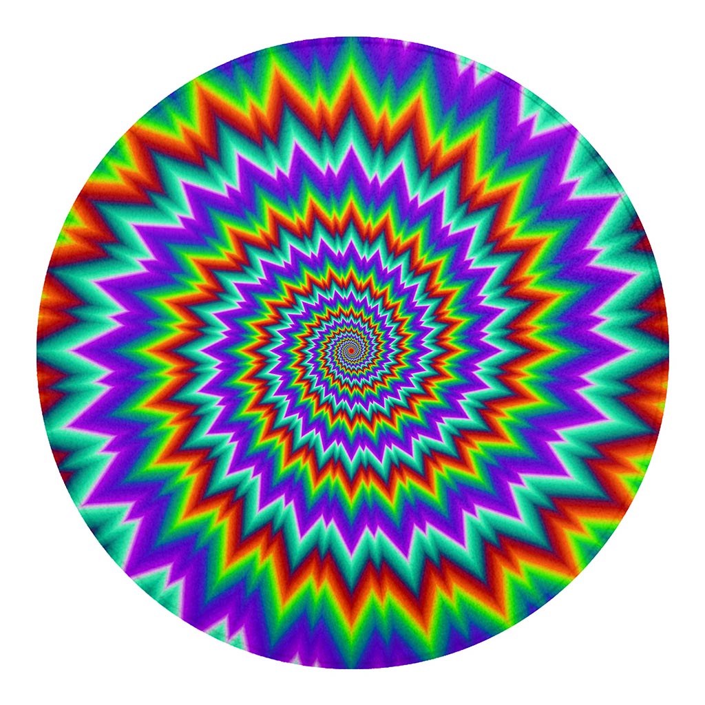 Psychedelic Spiral Optical Illusion Round Blanket