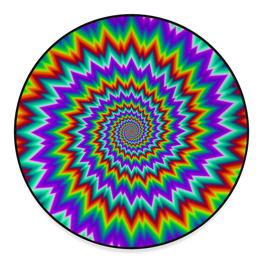 Psychedelic Spiral Optical Illusion Round Floor Mat