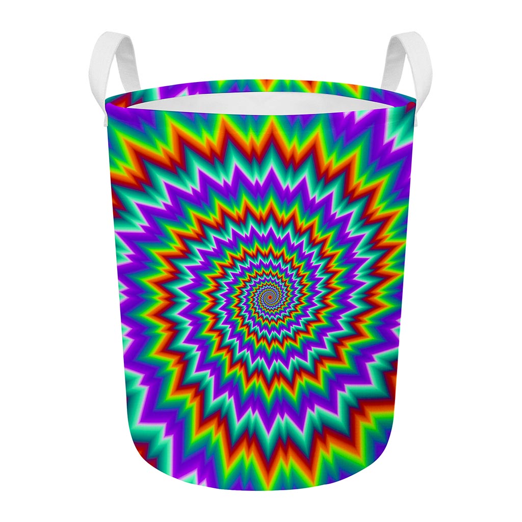 Psychedelic Spiral Optical Illusion Round Laundry Basket