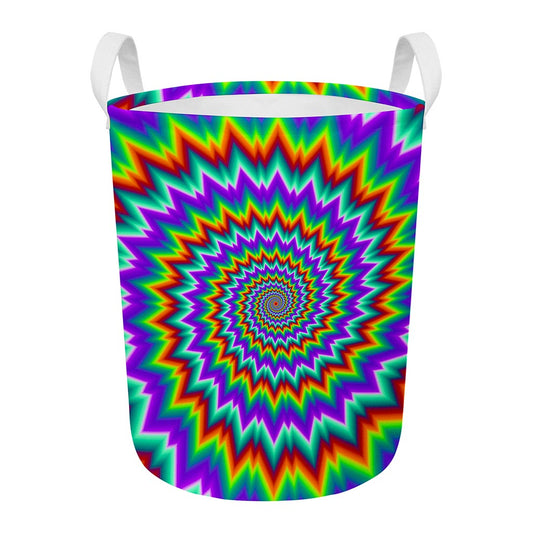Psychedelic Spiral Optical Illusion Round Laundry Basket