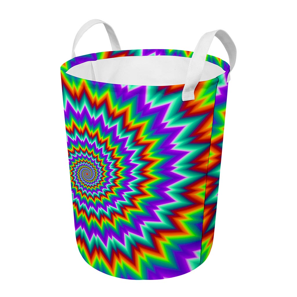 Psychedelic Spiral Optical Illusion Round Laundry Basket