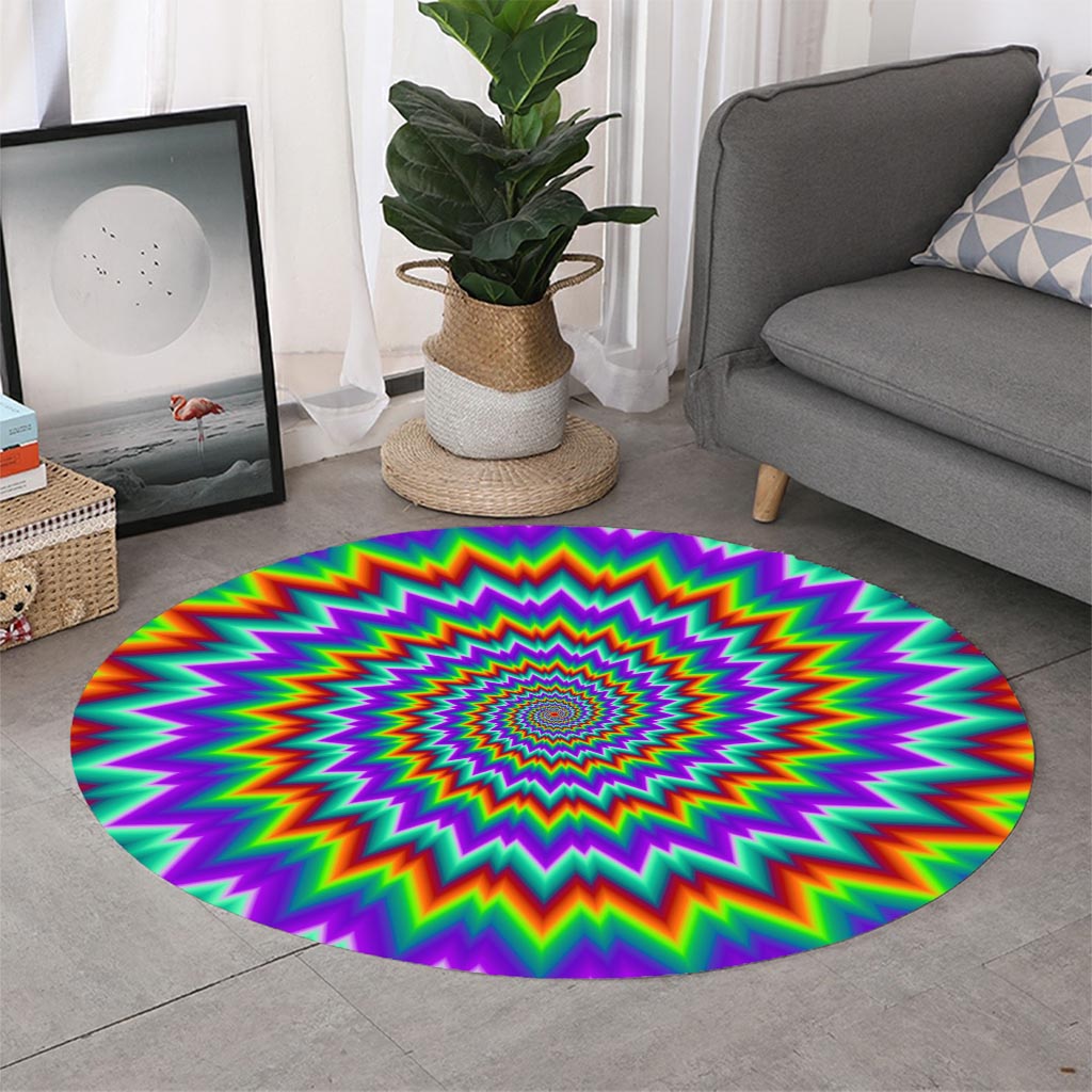 Psychedelic Spiral Optical Illusion Round Rug