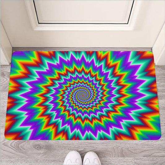 Psychedelic Spiral Optical Illusion Rubber Doormat