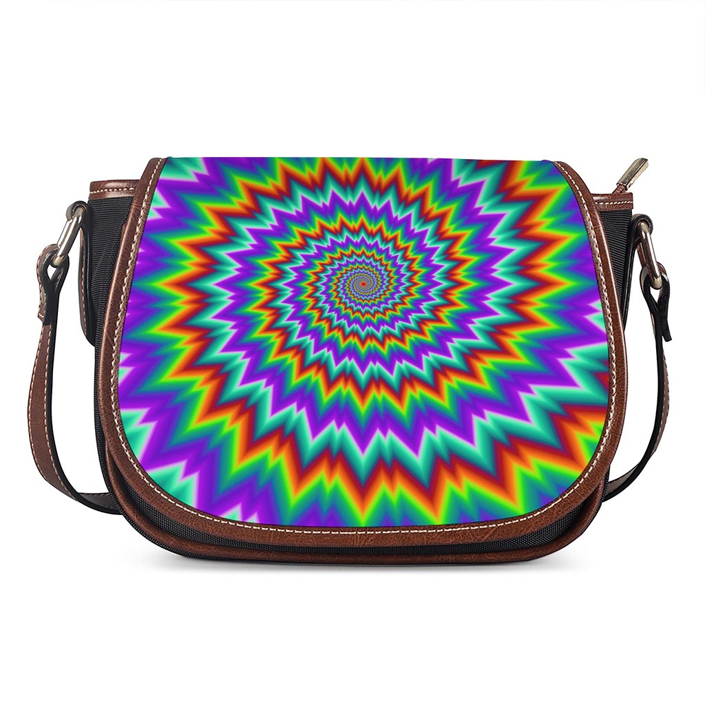 Psychedelic Spiral Optical Illusion Saddle Bag