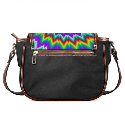 Psychedelic Spiral Optical Illusion Saddle Bag