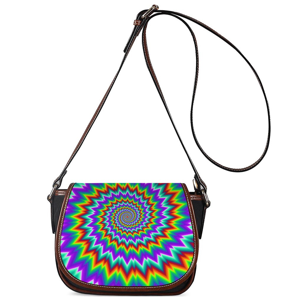 Psychedelic Spiral Optical Illusion Saddle Bag