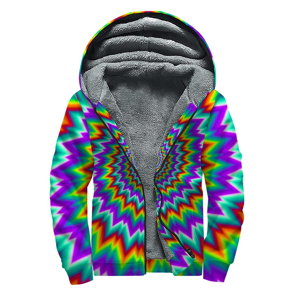 Psychedelic Spiral Optical Illusion Sherpa Lined Zip Up Hoodie