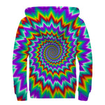 Psychedelic Spiral Optical Illusion Sherpa Lined Zip Up Hoodie