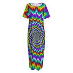 Psychedelic Spiral Optical Illusion Short Sleeve Long Nightdress