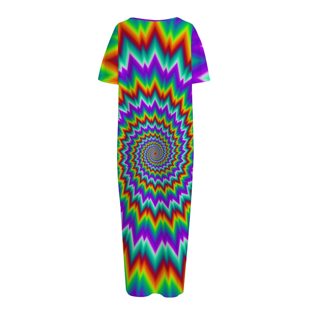 Psychedelic Spiral Optical Illusion Short Sleeve Long Nightdress