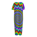 Psychedelic Spiral Optical Illusion Short Sleeve Long Nightdress