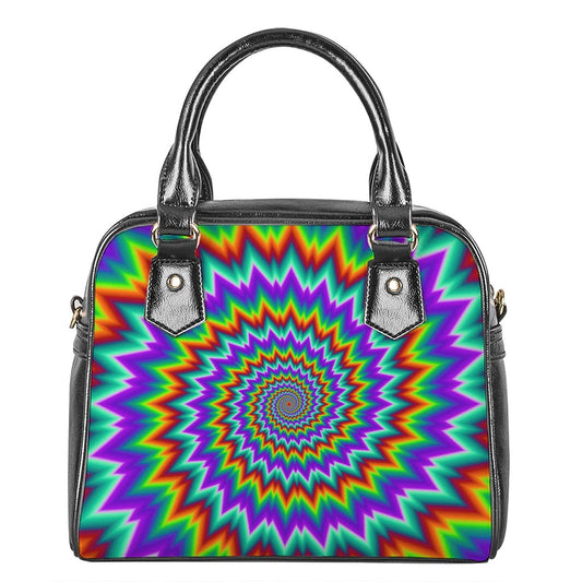 Psychedelic Spiral Optical Illusion Shoulder Handbag