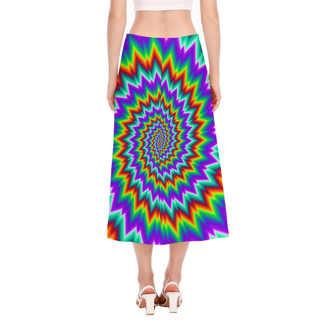 Psychedelic Spiral Optical Illusion Side Slit Midi Skirt