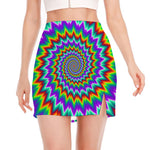 Psychedelic Spiral Optical Illusion Side Slit Mini Skirt