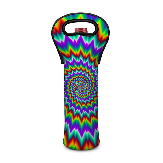 Psychedelic Spiral Optical Illusion Single Neoprene Wine Tote