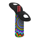 Psychedelic Spiral Optical Illusion Single Neoprene Wine Tote