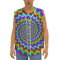 Psychedelic Spiral Optical Illusion Sleeveless Baseball Jersey