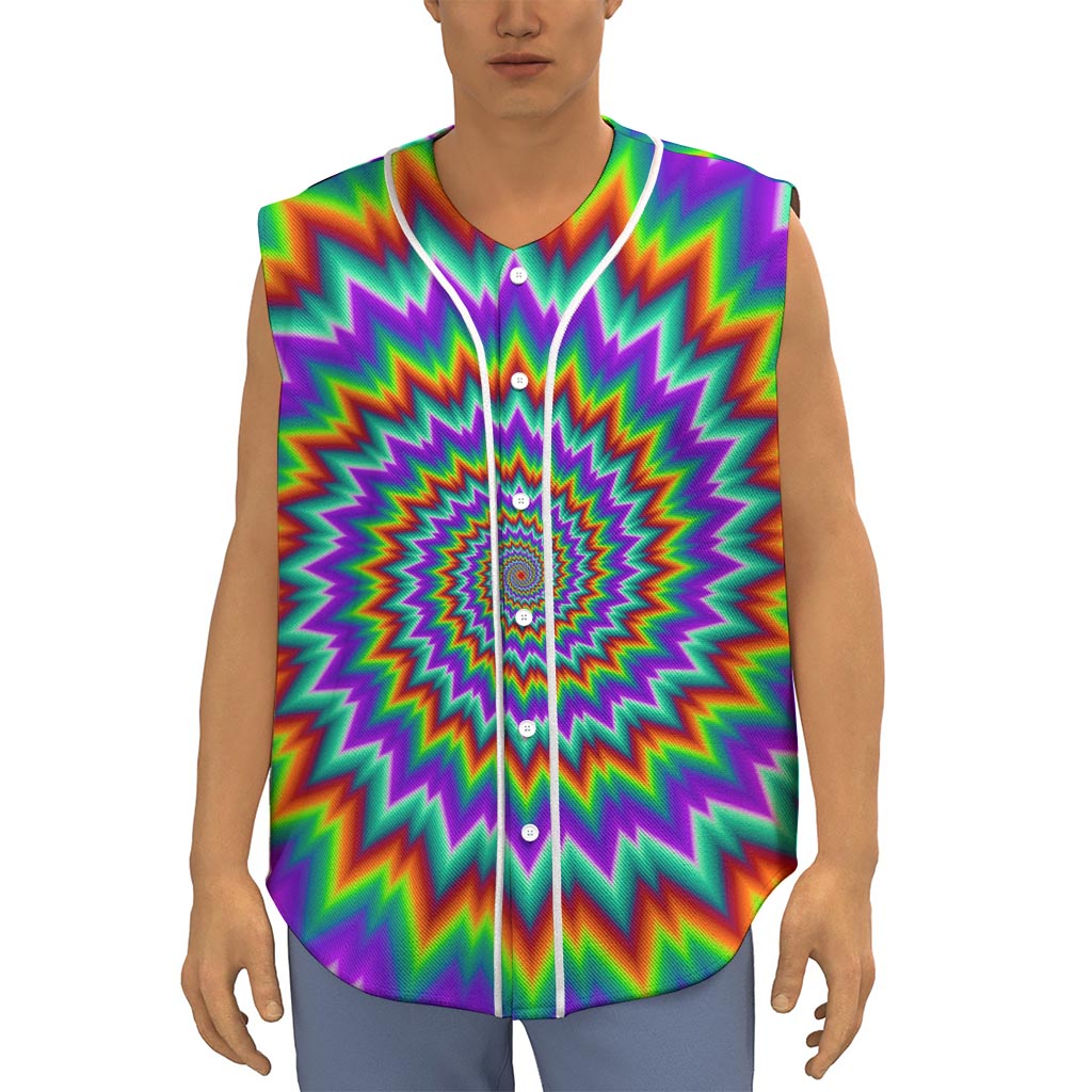 Psychedelic Spiral Optical Illusion Sleeveless Baseball Jersey