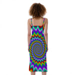 Psychedelic Spiral Optical Illusion Slim Fit Midi Cami Dress