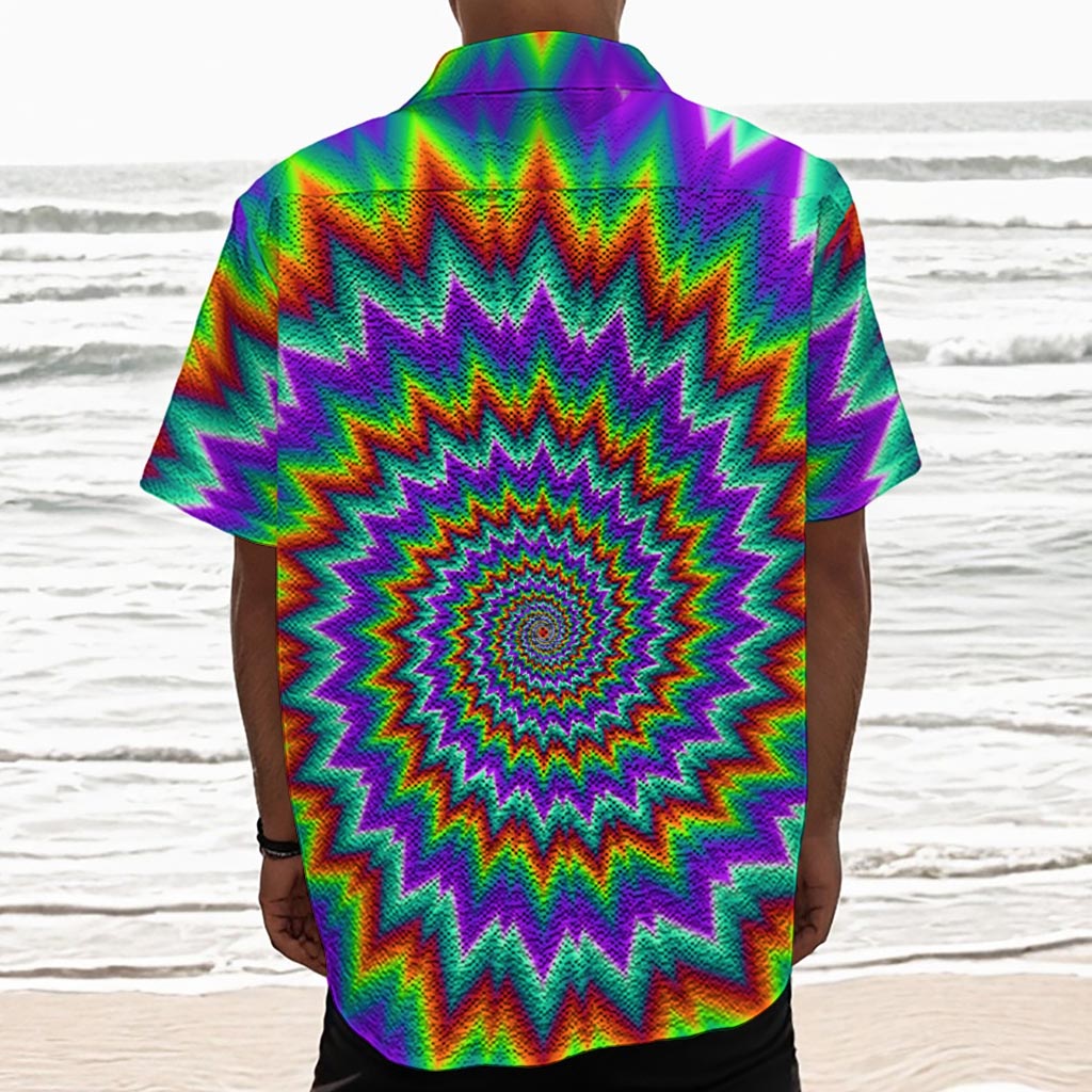 Psychedelic Spiral Optical Illusion Textured Short Sleeve Shirt