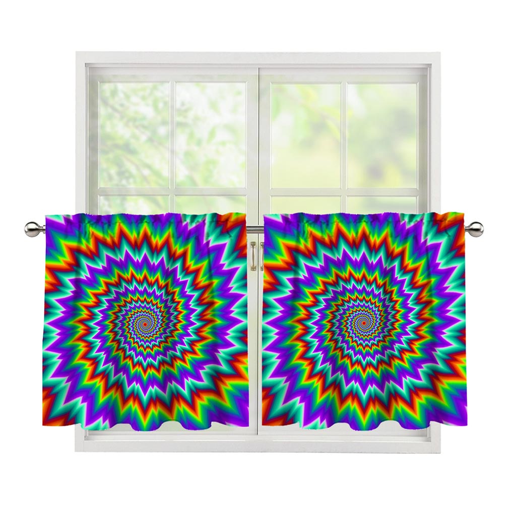 Psychedelic Spiral Optical Illusion Tier Curtains