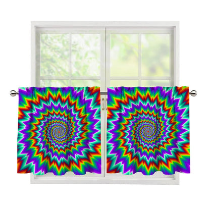 Psychedelic Spiral Optical Illusion Tier Curtains