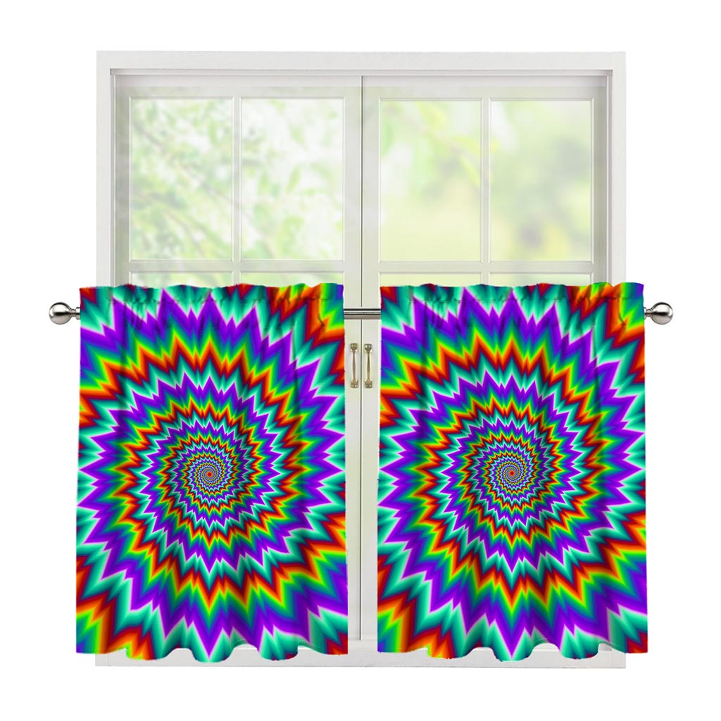 Psychedelic Spiral Optical Illusion Tier Curtains