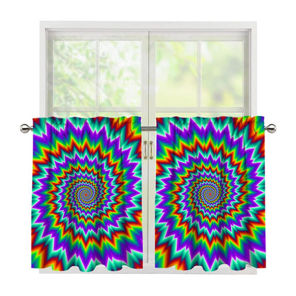 Psychedelic Spiral Optical Illusion Tier Curtains