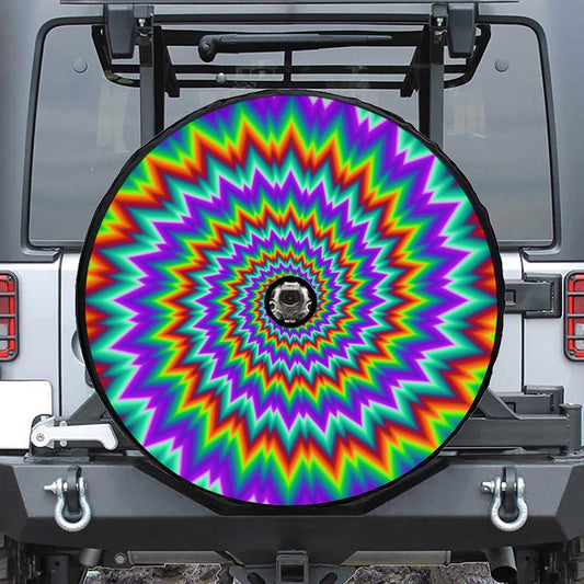Psychedelic Spiral Optical Illusion Tire Cover With Camera Hole
