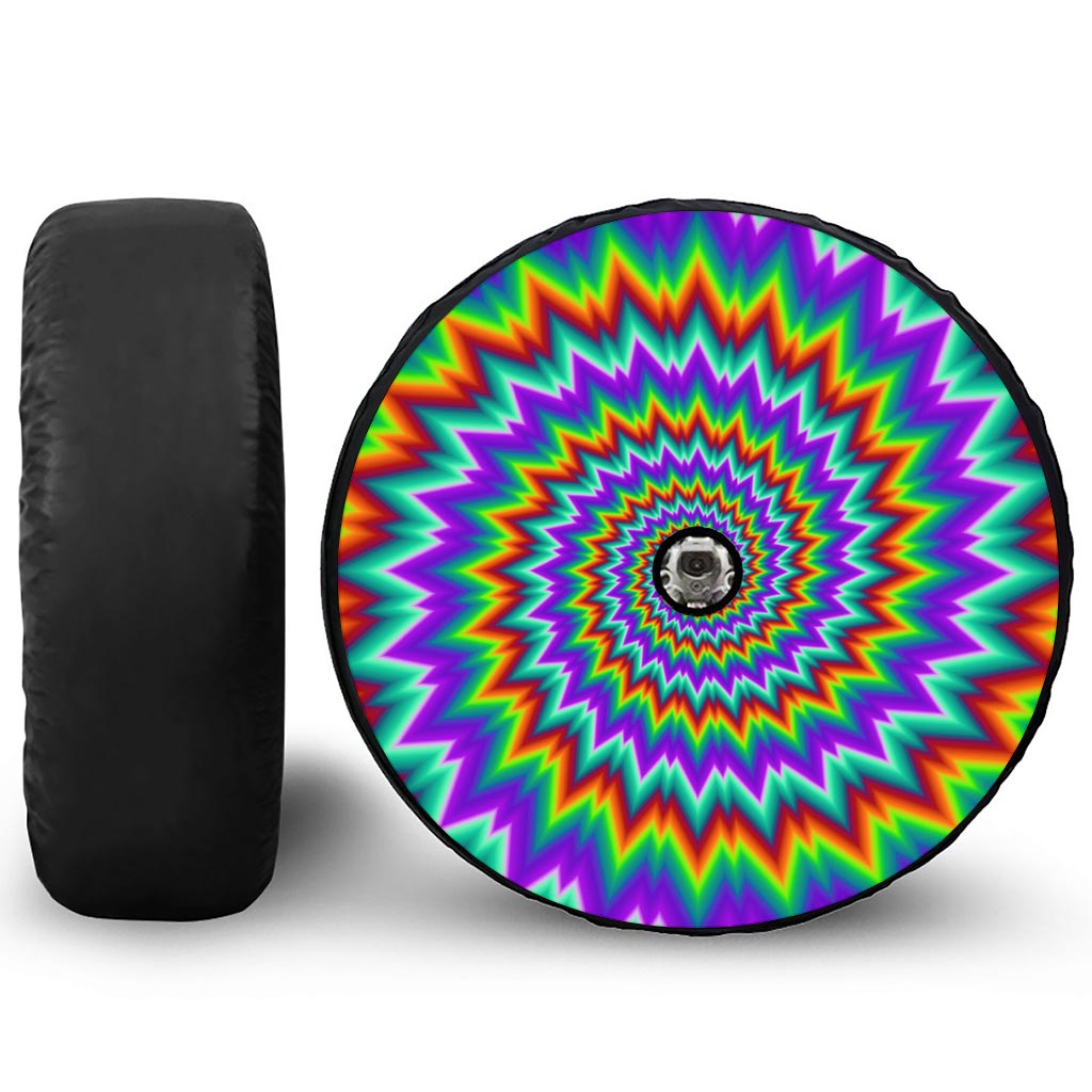 Psychedelic Spiral Optical Illusion Tire Cover With Camera Hole