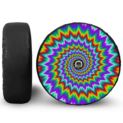 Psychedelic Spiral Optical Illusion Tire Cover With Camera Hole
