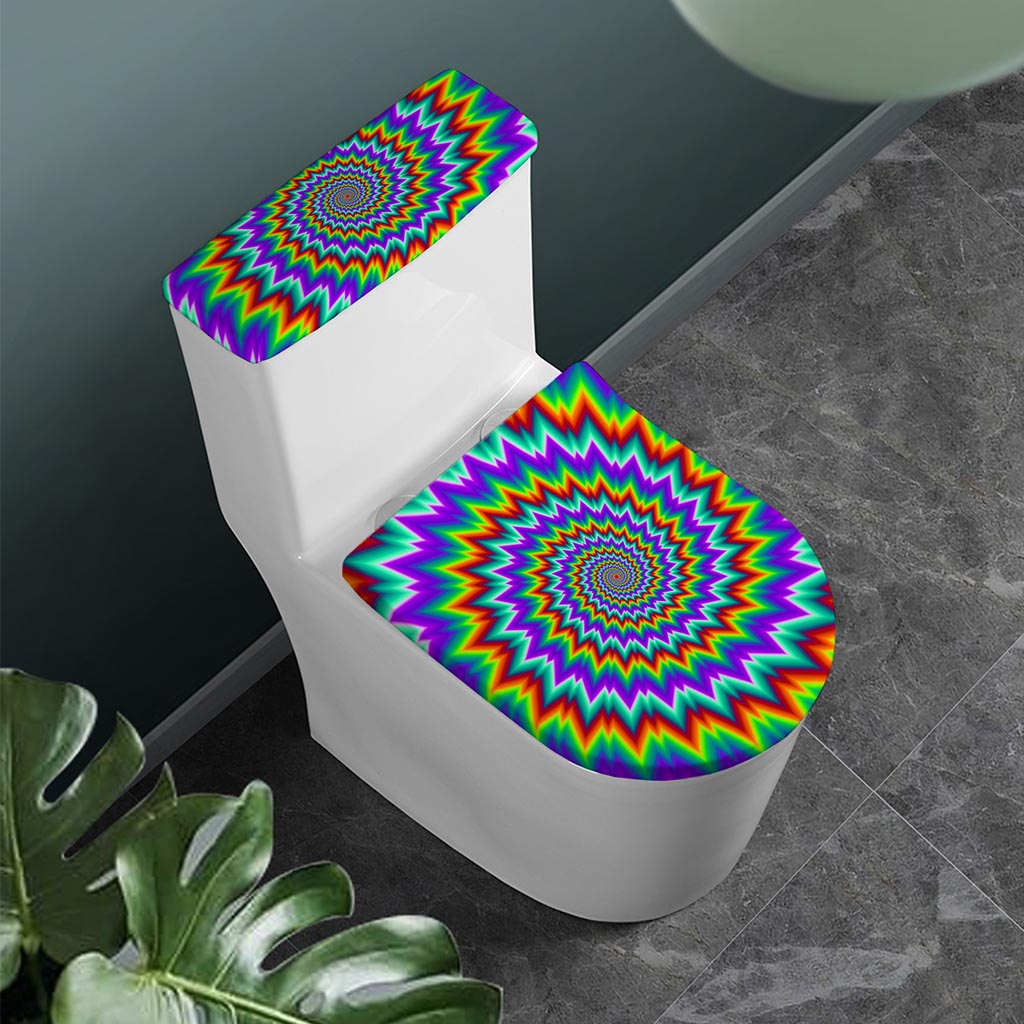 Psychedelic Spiral Optical Illusion Toilet Lid And Tank Cover Set