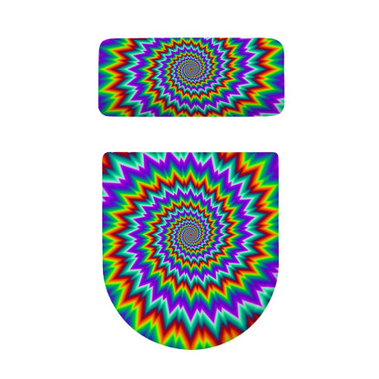 Psychedelic Spiral Optical Illusion Toilet Lid And Tank Cover Set