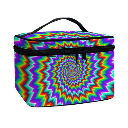 Psychedelic Spiral Optical Illusion Travel Makeup Bag