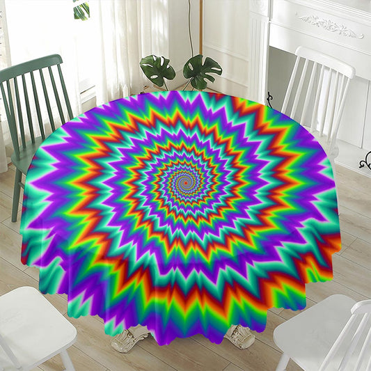 Psychedelic Spiral Optical Illusion Waterproof Round Tablecloth