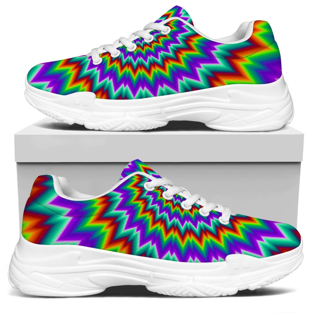 Psychedelic Spiral Optical Illusion White Chunky Shoes