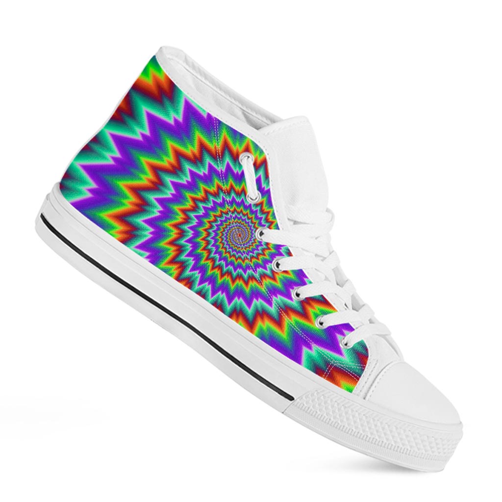 Psychedelic Spiral Optical Illusion White High Top Sneakers