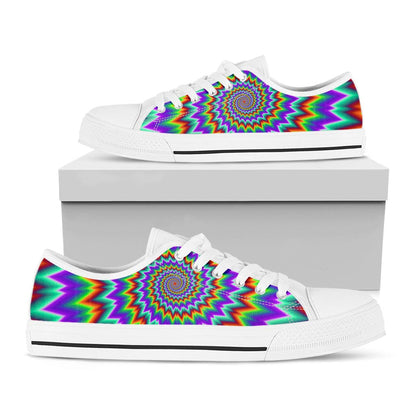 Psychedelic Spiral Optical Illusion White Low Top Sneakers