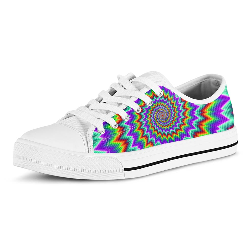 Psychedelic Spiral Optical Illusion White Low Top Sneakers