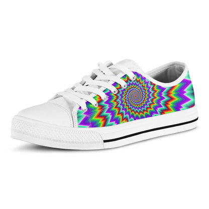 Psychedelic Spiral Optical Illusion White Low Top Sneakers