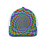 Psychedelic Spiral Optical Illusion White Mesh Trucker Cap