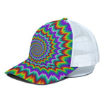 Psychedelic Spiral Optical Illusion White Mesh Trucker Cap