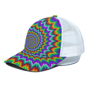 Psychedelic Spiral Optical Illusion White Mesh Trucker Cap