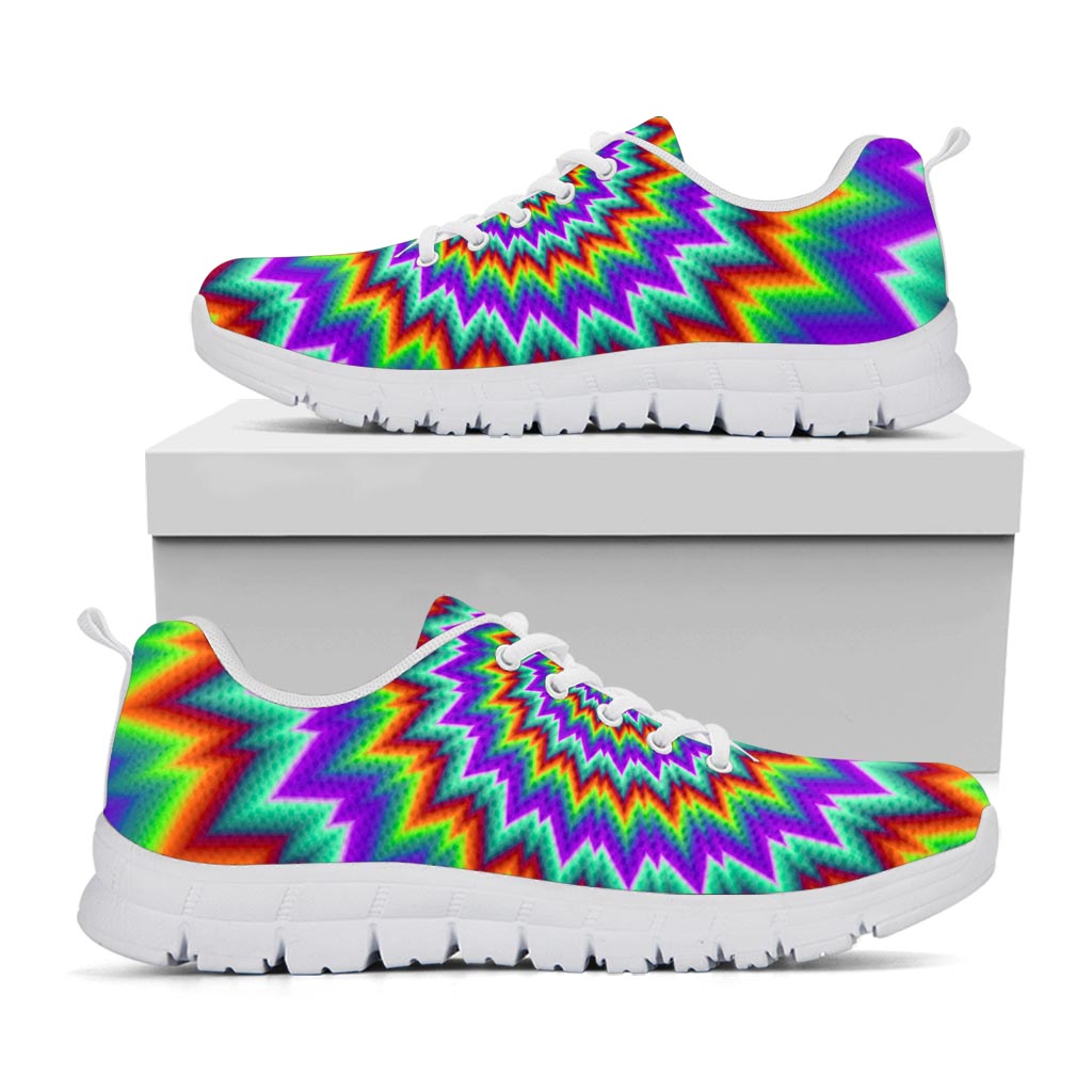 Psychedelic Spiral Optical Illusion White Running Shoes