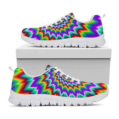 Psychedelic Spiral Optical Illusion White Running Shoes