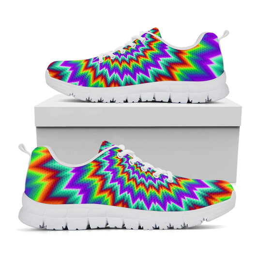 Psychedelic Spiral Optical Illusion White Running Shoes