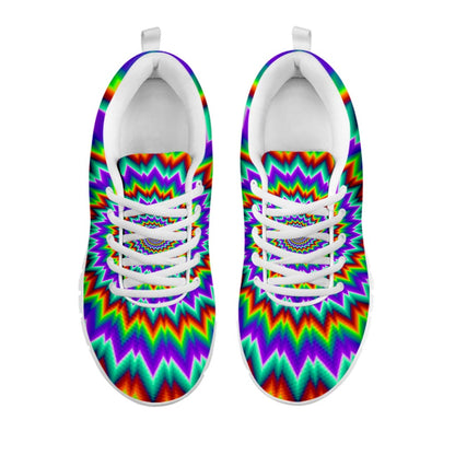 Psychedelic Spiral Optical Illusion White Running Shoes