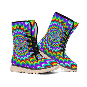 Psychedelic Spiral Optical Illusion Winter Boots