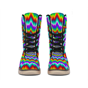 Psychedelic Spiral Optical Illusion Winter Boots