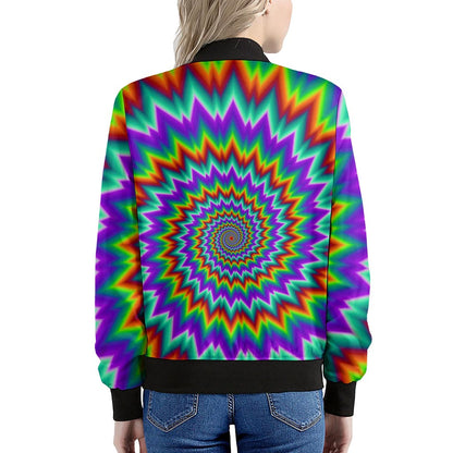 Psychedelic Spiral Optical Illusion Women's Bomber Jacket